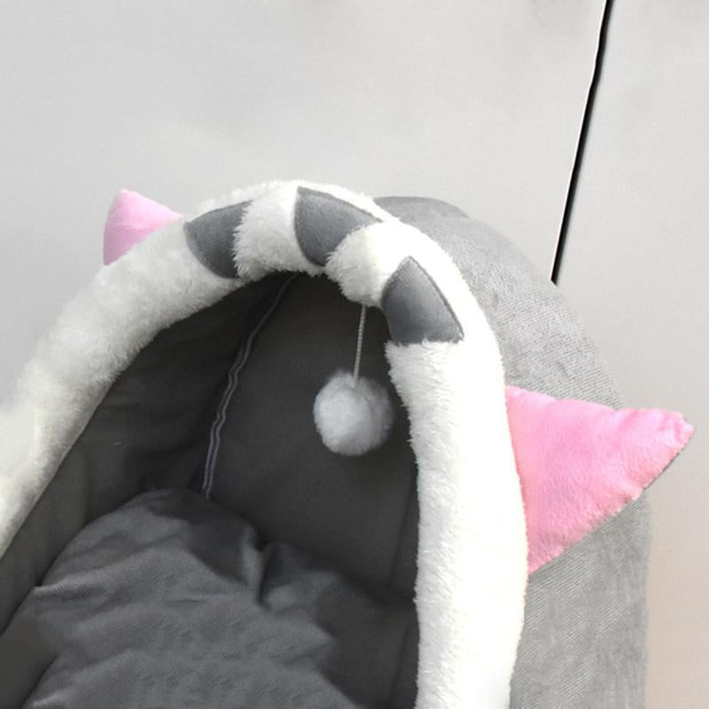 Cartoon Animals Ear Design Thermal Pets Bed, Soft & Warm Fleece Cat Cave Bed for Indoor, Pets House for Daily Use, Comfortable Cute Cat Furniture, Pet Products, Cat Stuff, Gift Ideas
