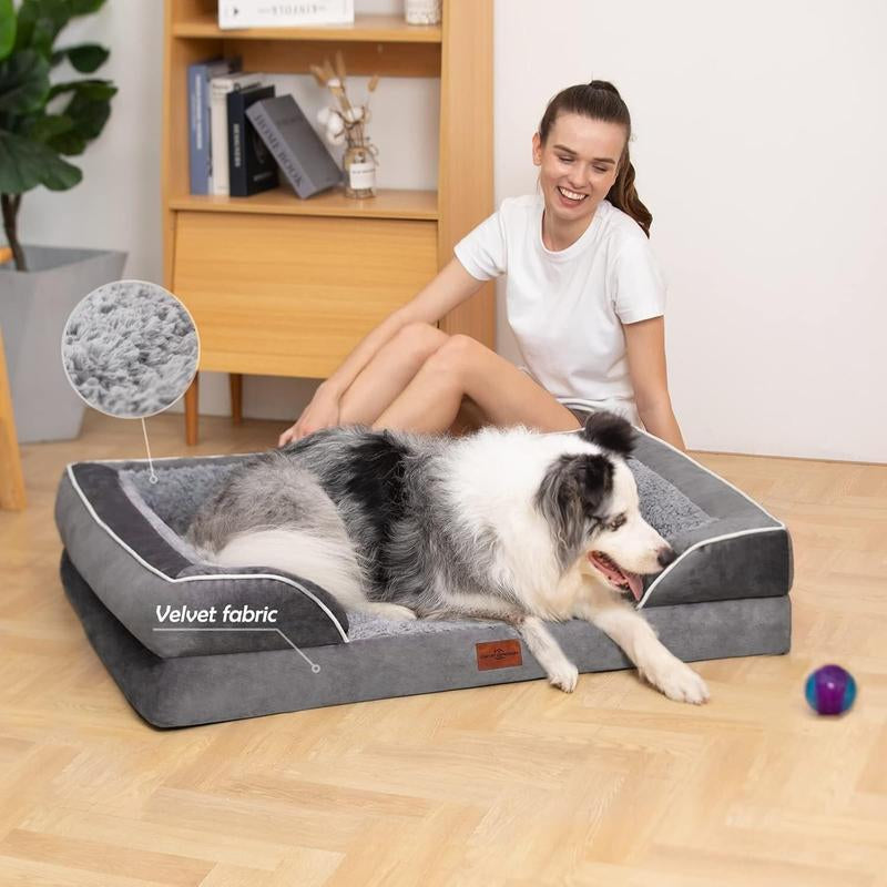 Large Dog Beds Waterproof Orthopedic Foam Dog Beds for Large Dogs Sofa Comfy Pet Bed with Washable Removable Cover & Non-Slip Bottom