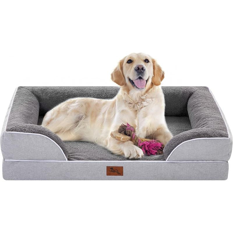 Large Dog Beds Waterproof Orthopedic Foam Dog Beds for Large Dogs Sofa Comfy Pet Bed with Washable Removable Cover & Non-Slip Bottom