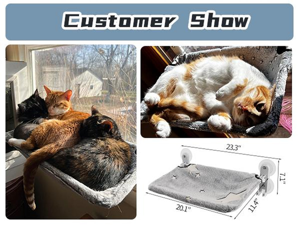 【Cat Window Perch】For Large Cats,Glow in the Dark,Hammock with Hook Design Double-Sided Fabric Cover, Foldable Window Seat,Sunbathing