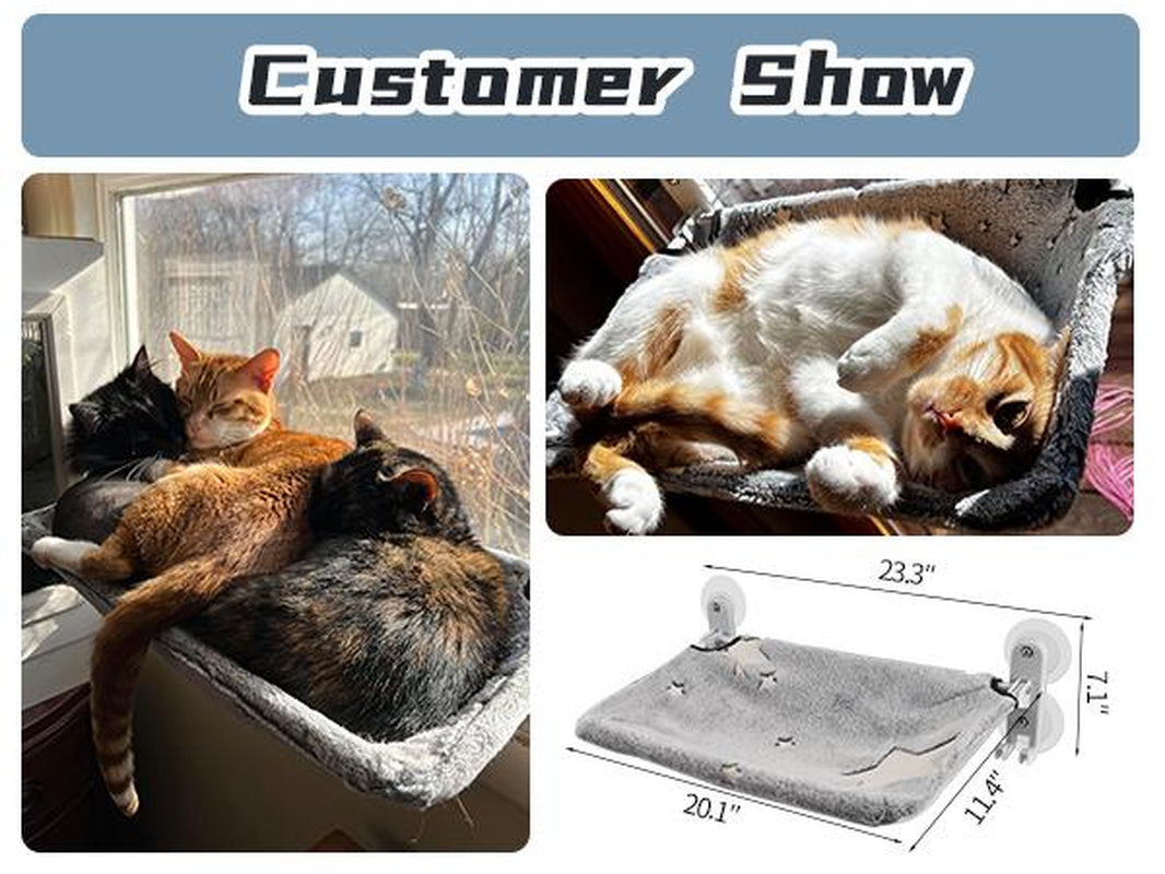 【Cat Window Perch】For Large Cats,Glow in the Dark,Hammock with Hook Design Double-Sided Fabric Cover, Foldable Window Seat,Sunbathing