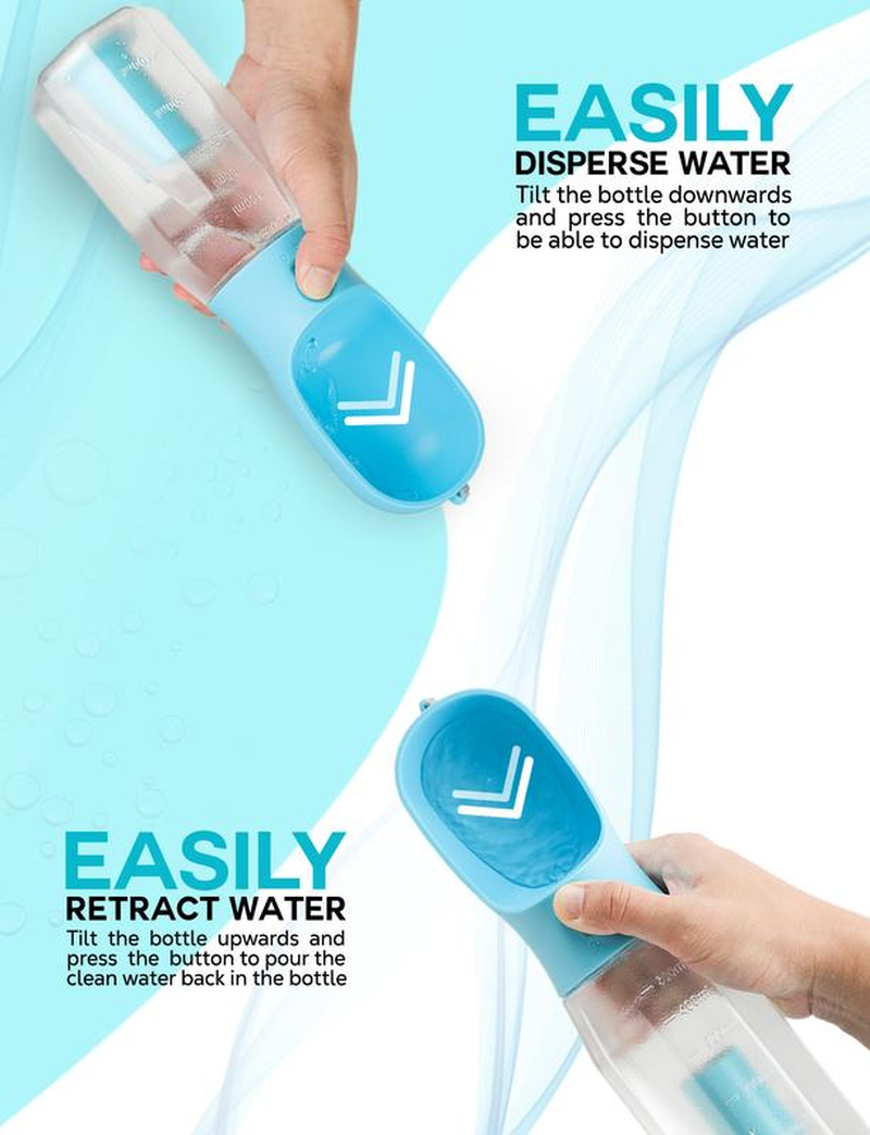 3In1 Pet Water Bottle - Portable 20Oz Leak Proof Container with Poop Bag Dispenser