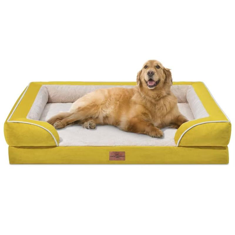 Large Dog Beds Waterproof Orthopedic Foam Dog Beds for Large Dogs Sofa Comfy Pet Bed with Washable Removable Cover & Non-Slip Bottom