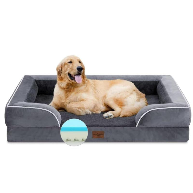 Large Dog Beds Waterproof Orthopedic Foam Dog Beds for Large Dogs Sofa Comfy Pet Bed with Washable Removable Cover & Non-Slip Bottom