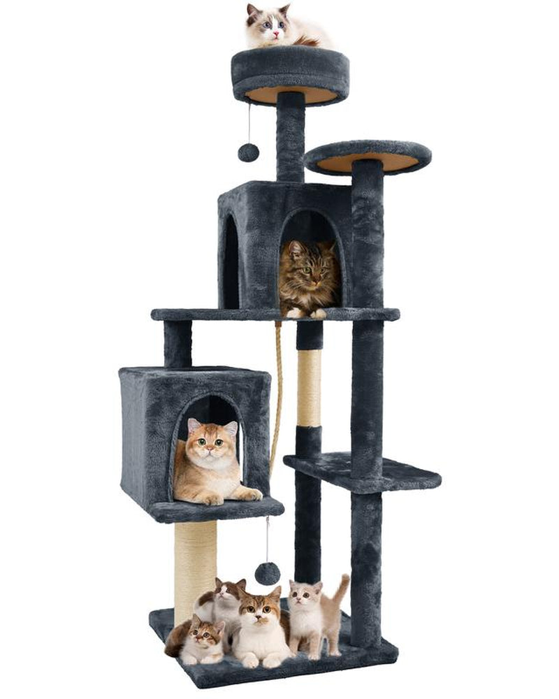 Wecharmer 58" Cat Tree Cat Tower for Indoor Cats Tall Condos Scratching Post with Hanging Toy Cat Furniture for Kitten Pets Play