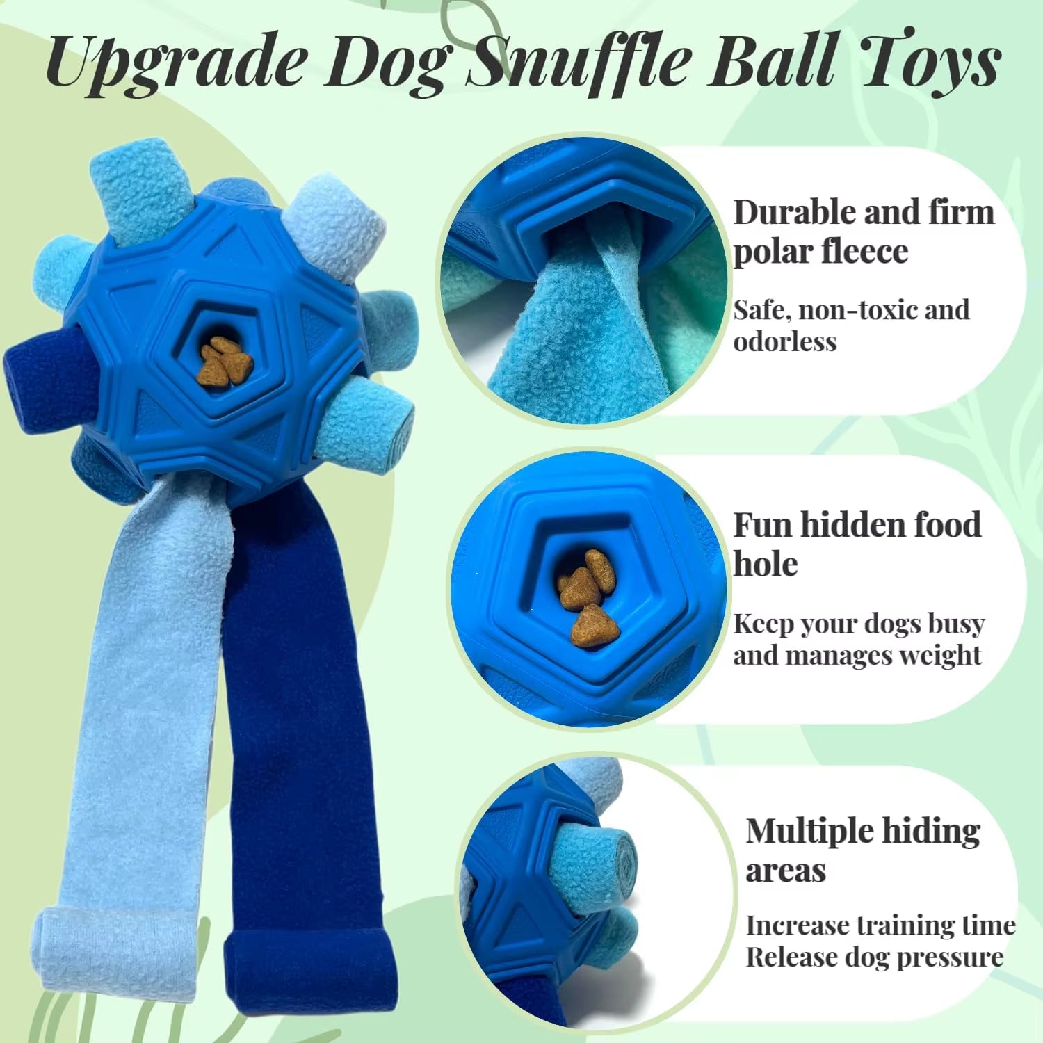 Snuffle Ball for Dog Toys Unbreakable Upgrade Ball Interactive Toy Foraging Snuffle Mat Puppy Treat Dispenser Slow Feeder