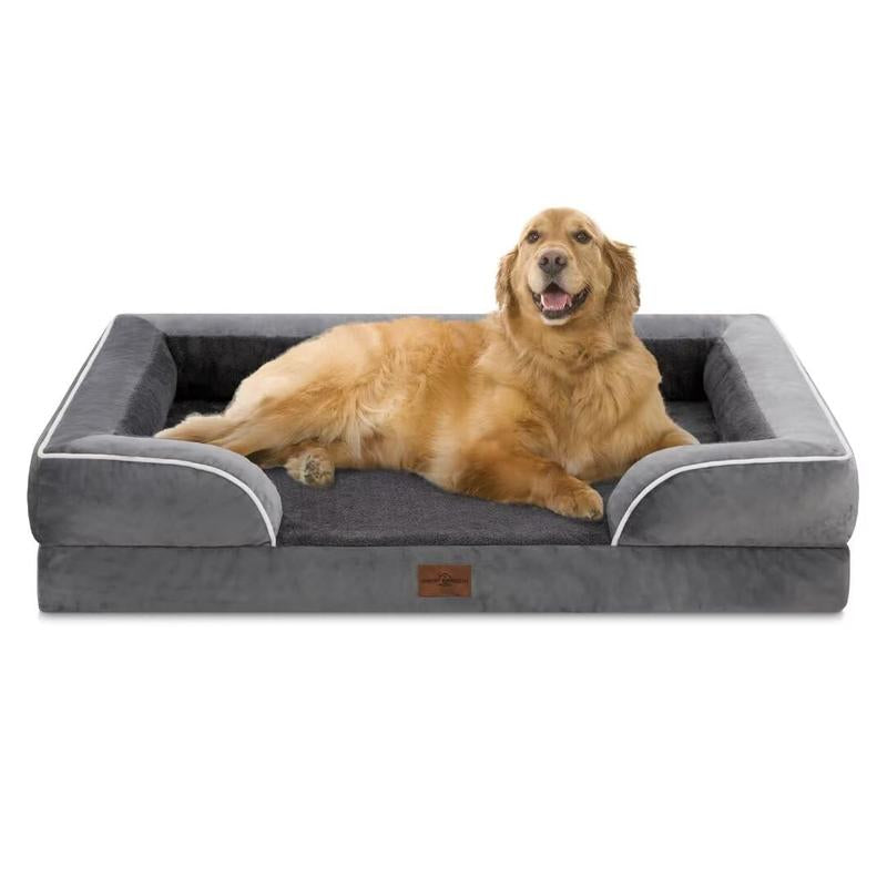 Large Dog Beds Waterproof Orthopedic Foam Dog Beds for Large Dogs Sofa Comfy Pet Bed with Washable Removable Cover & Non-Slip Bottom