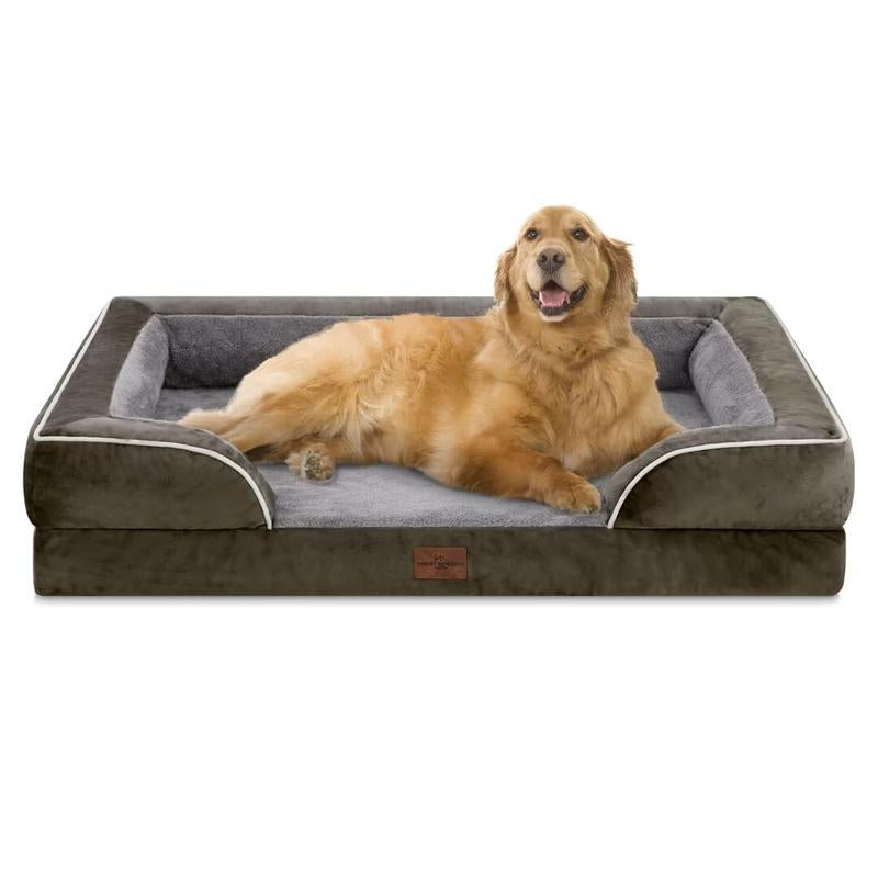 Large Dog Beds Waterproof Orthopedic Foam Dog Beds for Large Dogs Sofa Comfy Pet Bed with Washable Removable Cover & Non-Slip Bottom