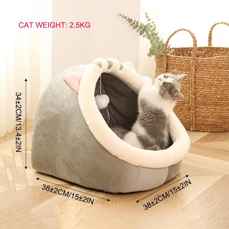 Cartoon Animals Ear Design Thermal Pets Bed, Soft & Warm Fleece Cat Cave Bed for Indoor, Pets House for Daily Use, Comfortable Cute Cat Furniture, Pet Products, Cat Stuff, Gift Ideas