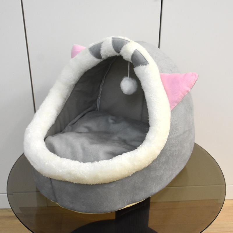 Cartoon Animals Ear Design Thermal Pets Bed, Soft & Warm Fleece Cat Cave Bed for Indoor, Pets House for Daily Use, Comfortable Cute Cat Furniture, Pet Products, Cat Stuff, Gift Ideas