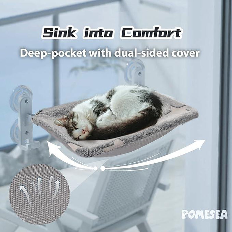 【Cat Window Perch】For Large Cats,Glow in the Dark,Hammock with Hook Design Double-Sided Fabric Cover, Foldable Window Seat,Sunbathing