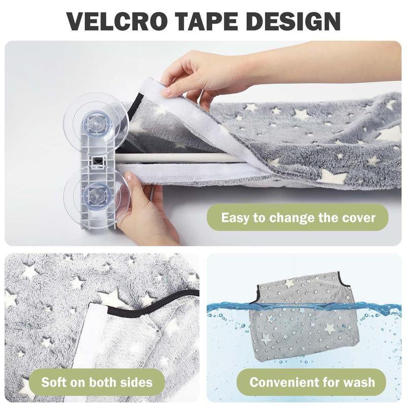 【Cat Window Perch】For Large Cats,Glow in the Dark,Hammock with Hook Design Double-Sided Fabric Cover, Foldable Window Seat,Sunbathing