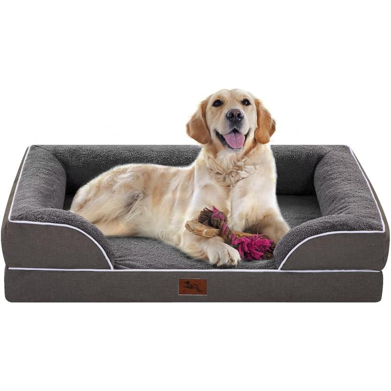 Large Dog Beds Waterproof Orthopedic Foam Dog Beds for Large Dogs Sofa Comfy Pet Bed with Washable Removable Cover & Non-Slip Bottom